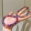 Pulsera de Fluorita Natural Vítrea Arcoíris Unicornio Púrpura de Mil Capas de 10-11 mm aprox.