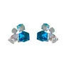 Pendientes de plata de lujo con circonita, diseño tridimensional de cuadrado y gota de agua, tachuelas exquisitas de moda europea y americana, pendientes de nicho de alta gama para mujer