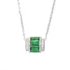 Colar Pingente Passepartout Micro-Incustado em Prata de Lei S925 Feminino Zircônia Esmeralda Cruz Amazônica Moda Transfronteiriça Joias Elegantes