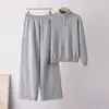 Otoño/Invierno 2026 Nuevo Estilo Diseño de Cremallera Doble Plana Moda de Punto Color Sólido Versátil Pantalones de Pierna Ancha Conjunto de Dos Piezas de Punto