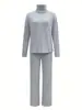 Conjunto de dos piezas de suéter y pantalones holgados de comercio exterior para mujer, otoño e invierno 2023, informal, de punto, cuello alto, manga larga, Europa y Estados Unidos
