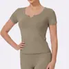Ropa de Yoga de Tallas Grandes para Verano para Mujeres Ligeramente Gorditas y que Lucen Delgadas, Ropa para Deporte de Carrera y Entrenamiento Físico, Camisetas de Manga Corta con Cuello en V de Secado Rápido