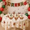 Bandera de Tirar de Cumpleaños Estilo Postre Navideño de Dibujos Animados Elementos de Galleta Pancarta de Letras Adorno para Pastel