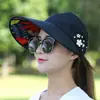 Estilo Nuevo de Verano para Mujer, Sombrero de Sol con Protección Solar, Ala Ancha y Parte Superior Abierta, Elegante Decoración de Flores, Sombrero Fresco Transpirable para Exteriores