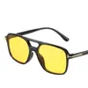 Óculos de Sol Hip-Hop Estilo Europeu e Americano Novo, Formato T com Ponte Dupla para Homens, Óculos de Sol Retangulares Quadrados Anti-UV Emagrecedores para Mulheres