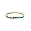 Pulseira tennis de zircônia verde 4mm, pulseira de zircônia de fileira única com cobre incrustado, corrente tennis, joias de marca trendy transfronteiriça europeia e americana