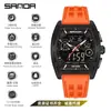 Reloj Sanda con Esfera Grande Multifuncional Deportivo para Estudiantes Tres Tiempos Alarma Reloj Electrónico Impermeable en Forma de Barril para Hombres