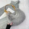Bolso para Mujer Nicho de Alta Gama Bolso Peludo Moda Invierno 2025 para Mujer Bolso de Mano Bolso de Hombro tipo Axila con Perlas