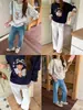 3ª Mañana Otoño Nuevo Estilo Coreano Juvenil Lazo Oso Cuello Redondo Sudadera ZY4342