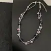 Colar Dupla Camada com Contas de Cristal Roxo, Moderno e de Alta Qualidade para Mulheres, Design Simples, Elegante e Requintado de Corrente para Clavícula