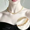 Nova Moda Europeia e Americana Exquisito Coração de Amor Embutido Galvanizado a Vácuo Aço Titânio 18K Leve Luxo Colar Pulseira