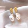 Aretes franceses retro barrocos de perlas Joker nicho temperamento aretes de moda luz de lujo aretes de alto sentido al por mayor