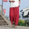 Verão 2026 Novo Estilo Estilo Chinês Calças Harem Masculinas de Algodão e Linho Perna Reta Respiráveis Tamanho Grande Soltas Casuais Retrô