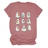 Amazon eBay Tienda Independiente Casual Linda Divertida Camiseta de Manga Corta con Cuello Redondo de Fantasma Leyendo un Libro para Mujer para Exportación