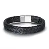 Pulsera trenzada de cuerda de cuero para joyería original, joyería de acero de titanio, pulsera de acero inoxidable para hombre, pulsera de piel de vaca europea y americana, venta al por mayor