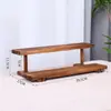Prateleira de Armazenamento para Mesa de Trabalho em Madeira de Nogueira de Alta Qualidade, Madeira Maciça, Não Requer Instalação, para Exibição de Perfume, Maquiagem, Xícara de Café, e Suporte de Exibição em Forma de Escada