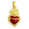 Acessório de Joia DIY Pingente Coração Coroa Preto e Branco Vermelho Pêssego Retro Banhado a Cobre Ouro Real Luxo Acessível Europeu e Americano