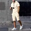 Traje Casual de Verano con Capucha y Cremallera de Manga Corta Versátil Transpirable para Hombre de Amazon Transfronterizo Conjunto de Dos Piezas para Hombre