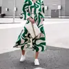 Vestido de Falda Larga de Manga Larga de Botón Sencillo Holgado de Moda de Amazon Transfronterizo para Mujer Otoño e Invierno 2025