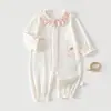 Macacão de Manga Longa para Bebê, Estilo Verão Fino Sem Costura, Body Aberto na Frente para Bebês Meninas, Roupa para Recém-Nascidos