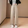 Pantalones Anchos de Satén de Acetato con Acento de Pedrería Estilo Nuevo 2026 para Mujer, Pantalones Casuales Rectos de Caída Suelta, Pantalones Largos Adelgazantes de Tallas Grandes