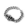 Pulseira masculina de aço inoxidável com caveira dominante, corrente cubana de aço titânio, aço fundido, corrente de quatro faces, joia