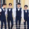 Alquiler de ropa para padrino Ropa para grupo de hermanos Camisa de manga larga Traje con tirantes Chaleco Traje Vestido de novia Traje de alquiler