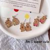 Adorables pendientes de aguja de plata 925 de Capibala, pequeños pendientes de personalidad para chica estudiante, pendientes de animales de dibujos animados.