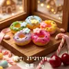 Mini donut simulado com decoração de florzinha, aplique de resina, fofo brinquedo de comida, material para acessório DIY feito à mão