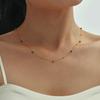 Collar de Acero Inoxidable Francés Romántico Misterioso con Cadena Cruzada Súper Fina de 2 mm y Piedra Natural Cortada, Collar de Perlas Hecho a Mano, Joyería para Mujeres