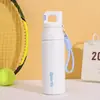 Botella de agua deportiva de apertura rápida con un solo toque y pajilla, vaso térmico de acero inoxidable 316, gran capacidad, opción de doble bebida, con correa para llevar, apta para senderismo