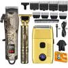 Conjunto de Aparador de Pelos Multifuncional Elétrico, Aparador de Cabelo Masculino, Lâmina em T, Aparador de Cabelo Sem Fio com Display LED