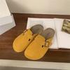 Versão em Couro de Vaca Zuyaolan ~ Meia-Sapatilha com Solado Grosso e Biqueira, Estilo Preguiçoso Retrô, Slip-On Versátil Birkenstocks