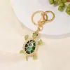 Llavero Popular de Metal con Dibujo de Tortuga de Amazon Anillo de Llave de Tortuga Incrustado con Diamantes de Aleación Colgante para Coche y Bolsa
