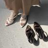 Elegantes, Sexy, Simples y Versátiles Sandalias de Piel de Cabra de Primera Capa con Tiras Cruzadas, Punta Fina Stiletto, Boca de Pez, Cuero Genuino para Mujer, Verano 2025