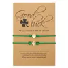 St más vendido transfronterizo. Pulsera de Trébol de Cuatro Hojas de la Suerte para el Día de San Patricio Verde Pulsera Tejida para el Día de San Valentín para Mujer, Paquete de Dos