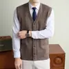 Suéter masculino gola V, espesso, ultrassuave e anti-pilling, com design de costas abertas [também disponível como cardigã de manga longa]