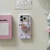 Urso Magnético com Laço Fofo para Capa de Celular Apple 18 Promax, Adequado para 17 Pro Wave Sucção Magnética 16