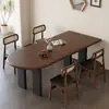 Juego de mesa y sillas de comedor de madera maciza estilo vintage, mesa de comedor semicircular de una sola cabeza para casas pequeñas, mesa de comedor rectangular para el comedor