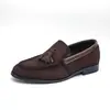 Mocasines de Cuero con Borlas Mate Talla Grande Transfronterizos para Hombre Otoño Nuevo Estilo Tendencia Británica Casual de Negocios Sin Cordones