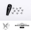 Joyería para uñas con forma de mariposa de plata y metal, diseño tridimensional de mariposa, joyería para uñas de aleación, venta al por mayor