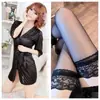 Lencería Sexy para Mujer, Atractiva y Seductora, Bata Transparente con Ribete de Encaje Talla Plus, Bata con Lazos, Venta al por Mayor y Dropshipping