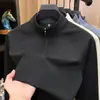 Sudadera de nylon sin costuras para hombre, modelo nuevo otoño 2026, cuello alto, casual, color liso, simple, camiseta de manga larga para hombre