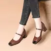 Zapatos de mujer estilo retro de cuero suave con tacón grueso, nuevos zapatos Mary Jane para mujer en otoño de 2026, adecuados para ir al trabajo y al día a día, con tacones medios-altos