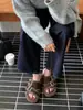 [] Zapatillas de felpa con suela gruesa de cuero esmerilado y pelo de lana para mujer, calzado de exterior 26 Otoño/Invierno, zapatillas de algodón retro sin cordones