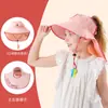 Chapéu de Proteção Solar Infantil, Chapéu de Sol de Verão, Xale Anti-UV, Chapéu com Proteção para o Pescoço, Chapéu Fofo com Aba Larga e Topo Vazio para Meninos e Meninas