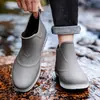 Botas de Chuva de Moda Transfronteiriças para Homens, Sapatos Versáteis Impermeáveis de Cano Curto para Exterior, Sapatos de Borracha Confortáveis Antiderrapantes para Cozinha, Sapatos Impermeáveis para Lavar Carro para Homens