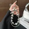 Alça de celular criativa em forma de coração com contas DIY corrente para capa de celular pingente de coração com contas feito à mão acessório decorativo
