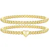 Pulseira de Coração com 26 Letras Transfronteiriça Europeia e Americana, Estilo de Nicho da Moda, Design Simples, Pulseira de Cordão Elástico Dourado de Camada Dupla para Mulheres