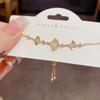 Moda Popular de TikTok Lujo Ligero Piedra Ojo de Gato Hoja de Ginkgo Pulsera Diseño de Nicho Sentido Elegante Pulsera